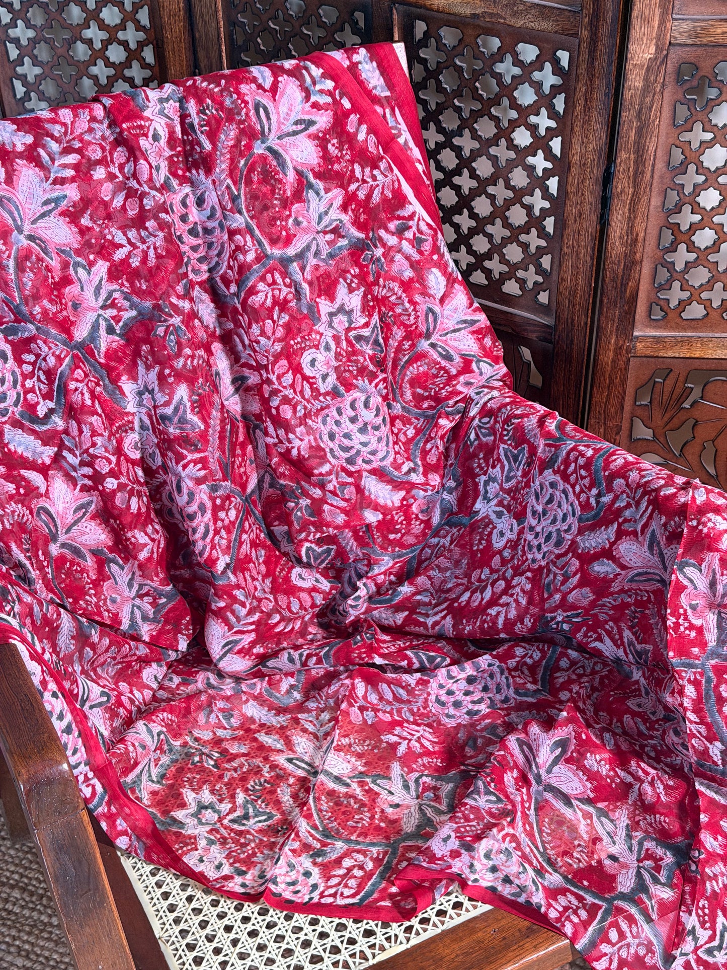 Kiara Chiffon HandBlock Printed Saree