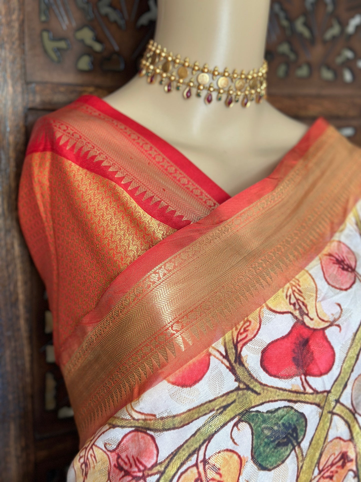 Golden Kalamkari Saree