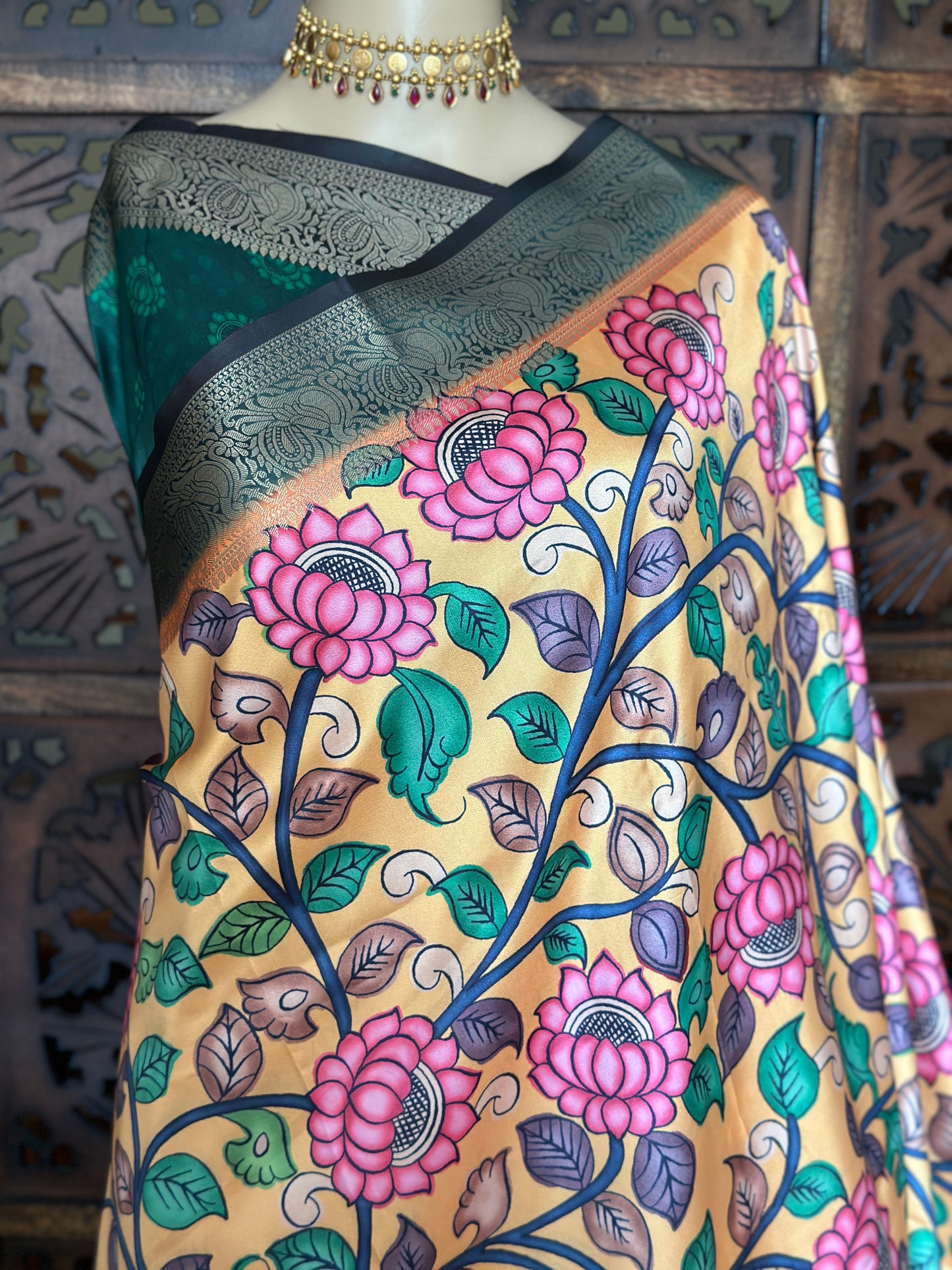 Kamal Kanchi Kalamkari Saree