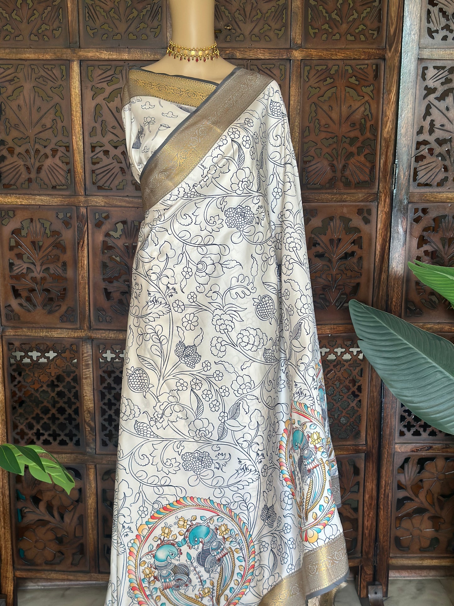Outline Kalamkari Saree