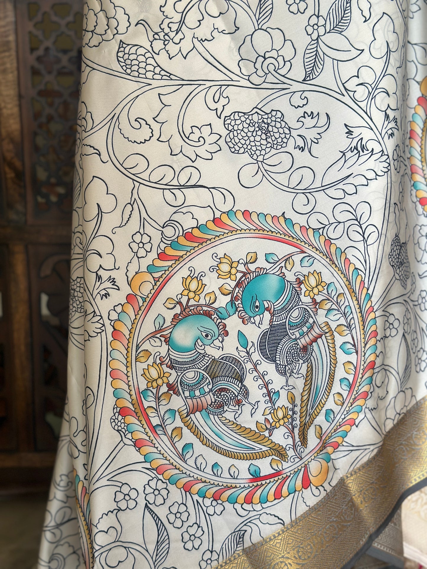 Outline Kalamkari Saree