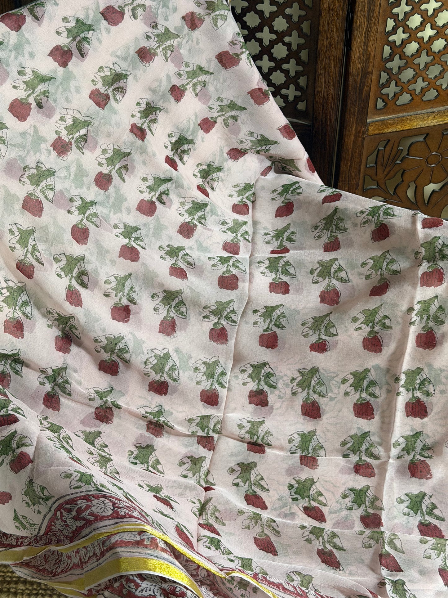 Tara Chiffon HandBlock Printed Saree