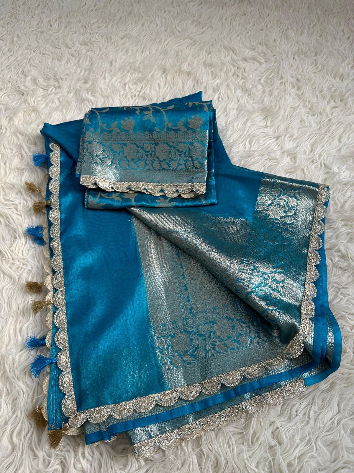 Tarang Blue Tissue Saree