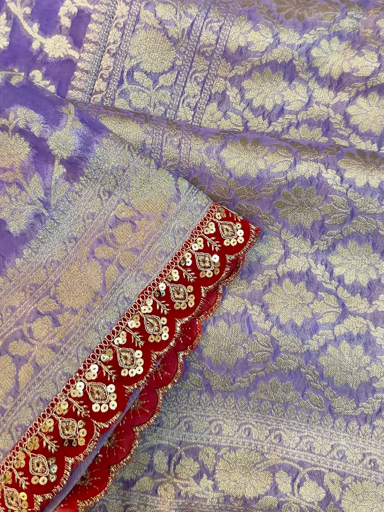 Lavender Khaddi Georgette Saree