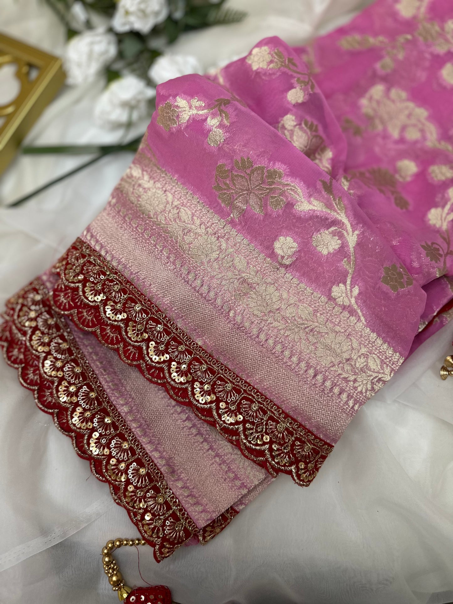 Pink Khaddi Georgette Saree