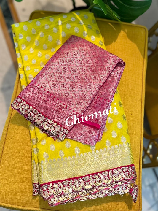 Banarasi georgette cutwork saree