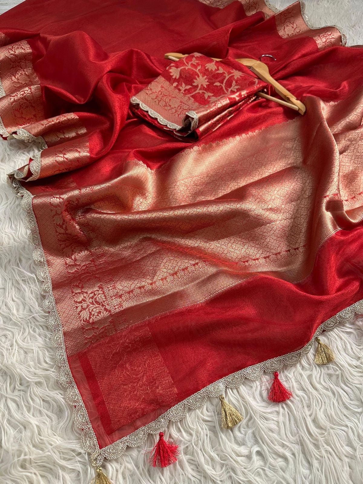 Tarang Red Tissue Saree