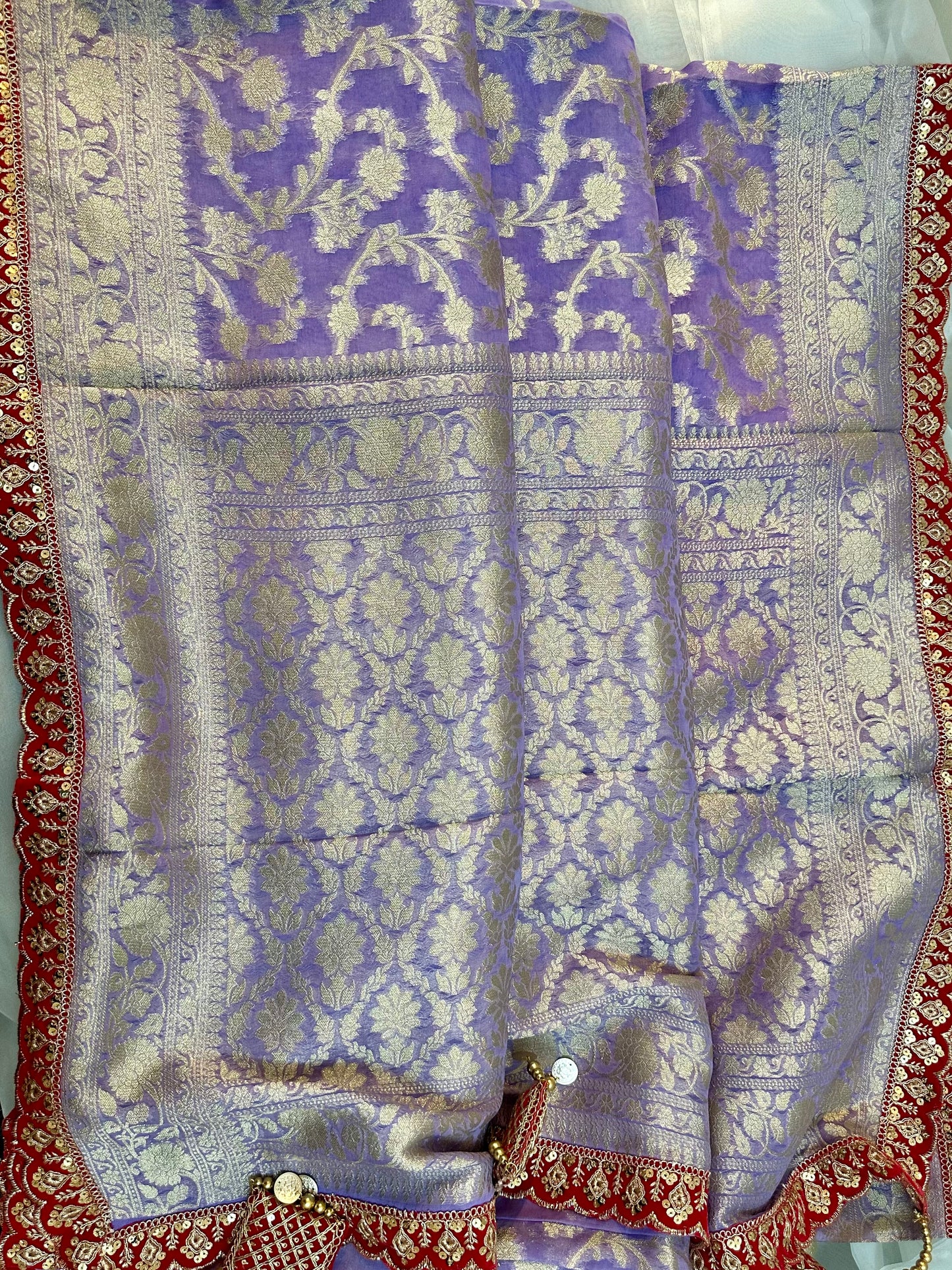 Lavender Khaddi Georgette Saree