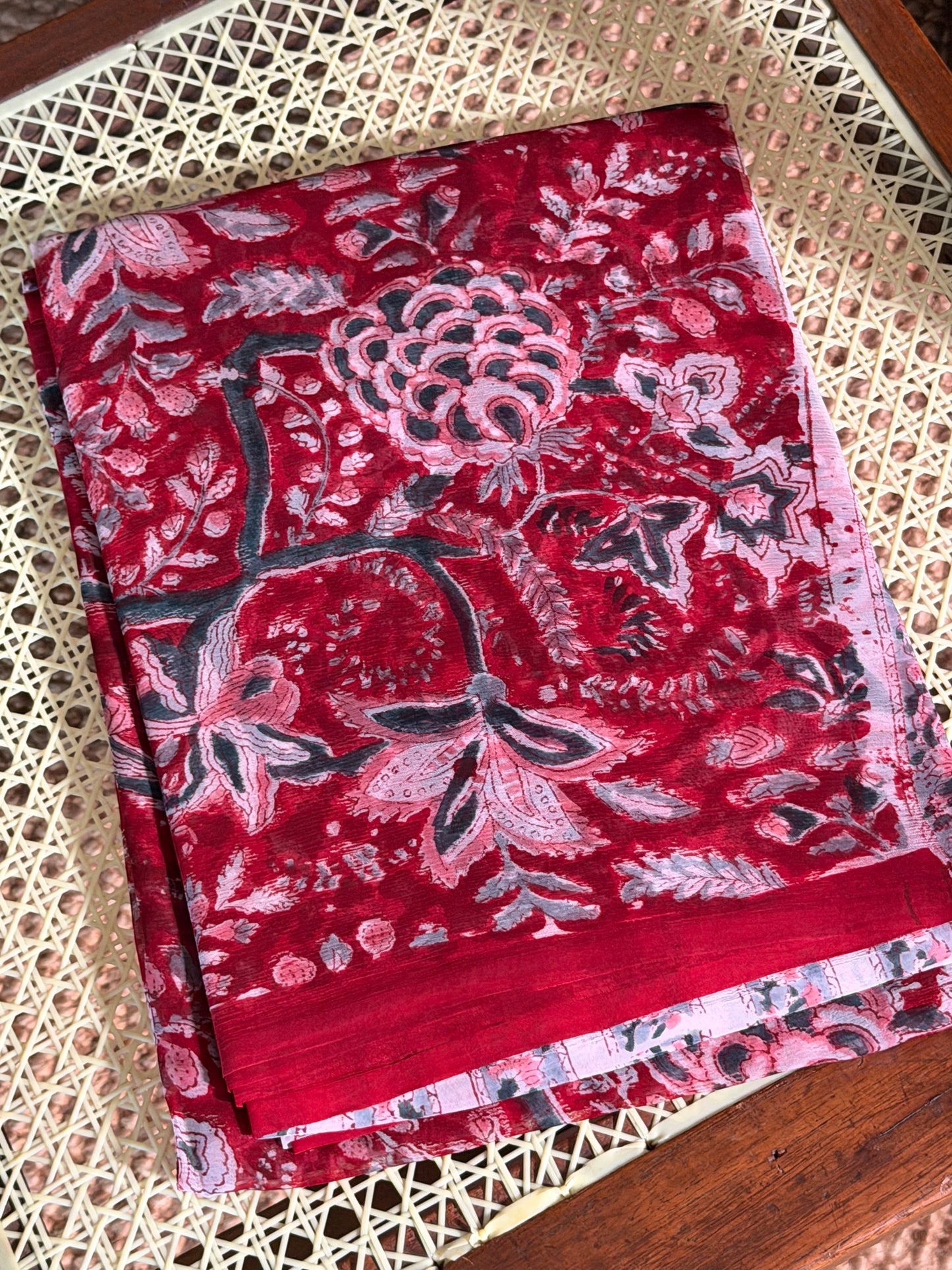Kiara Chiffon HandBlock Printed Saree