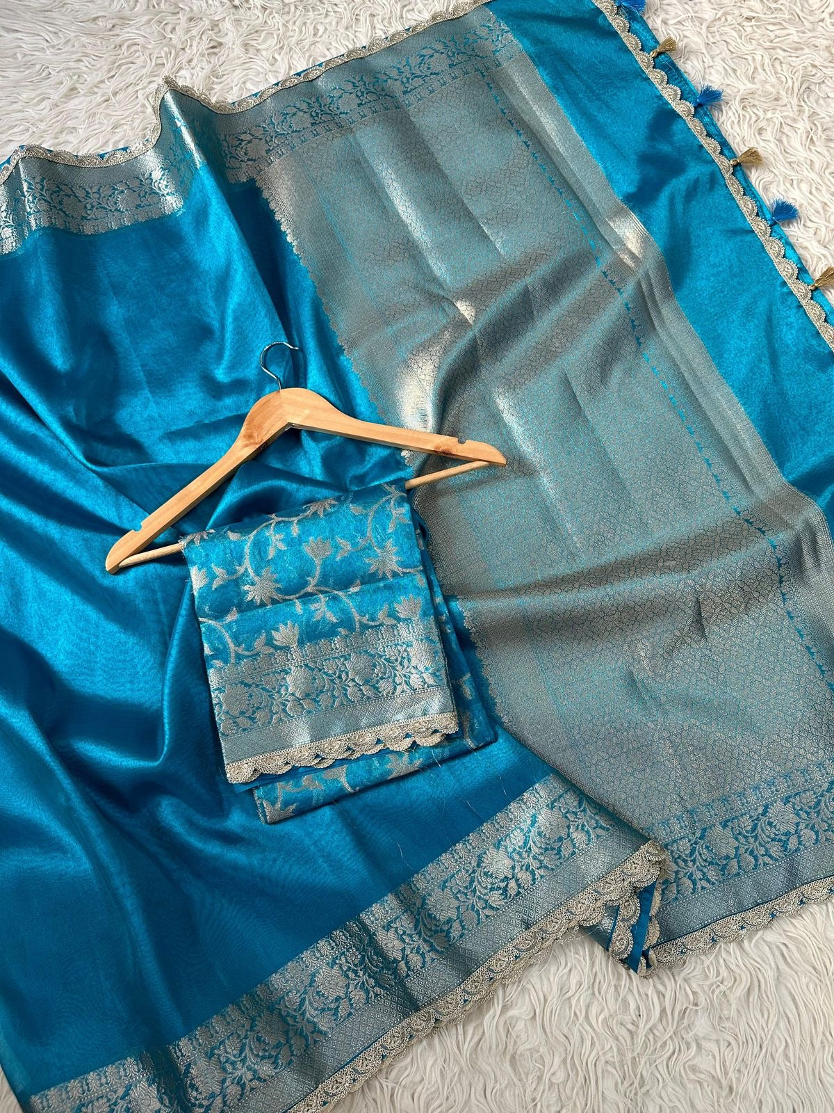 Tarang Blue Tissue Saree