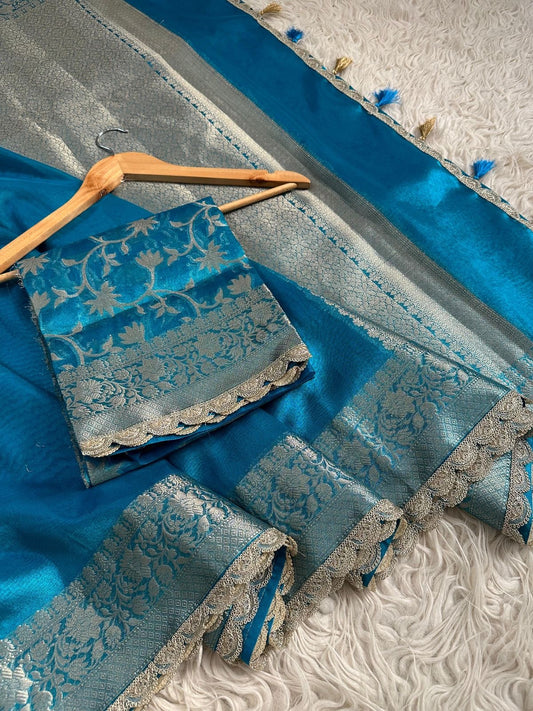 Tarang Blue Tissue Saree