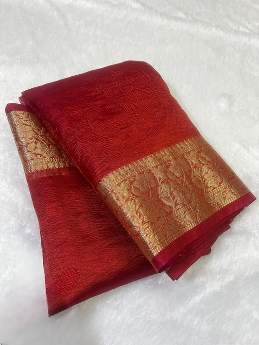 Ruby Crush Tissue Saree