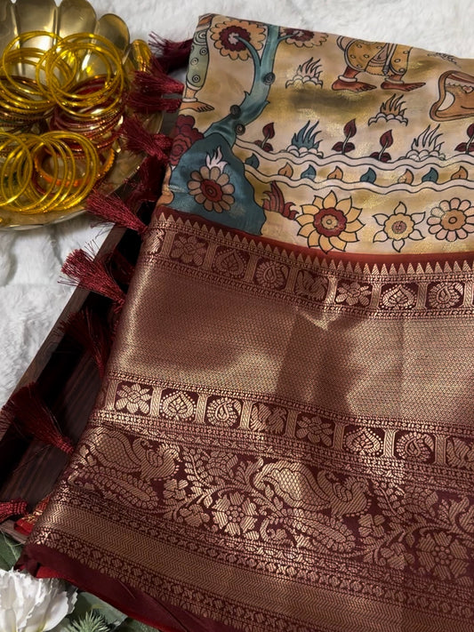 Nandi Kanchi Kalamkari Saree