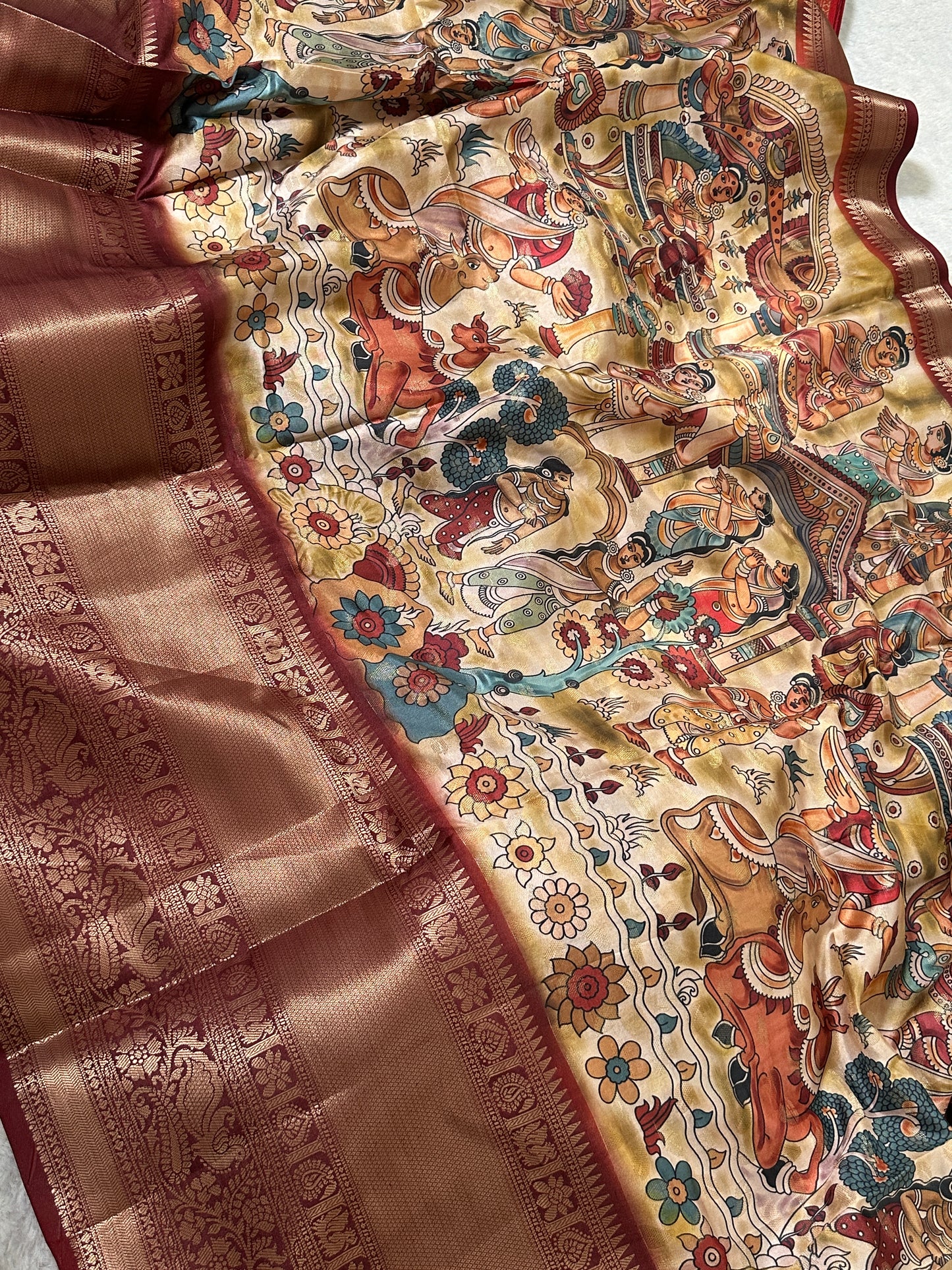 Nandi Kanchi Kalamkari Saree