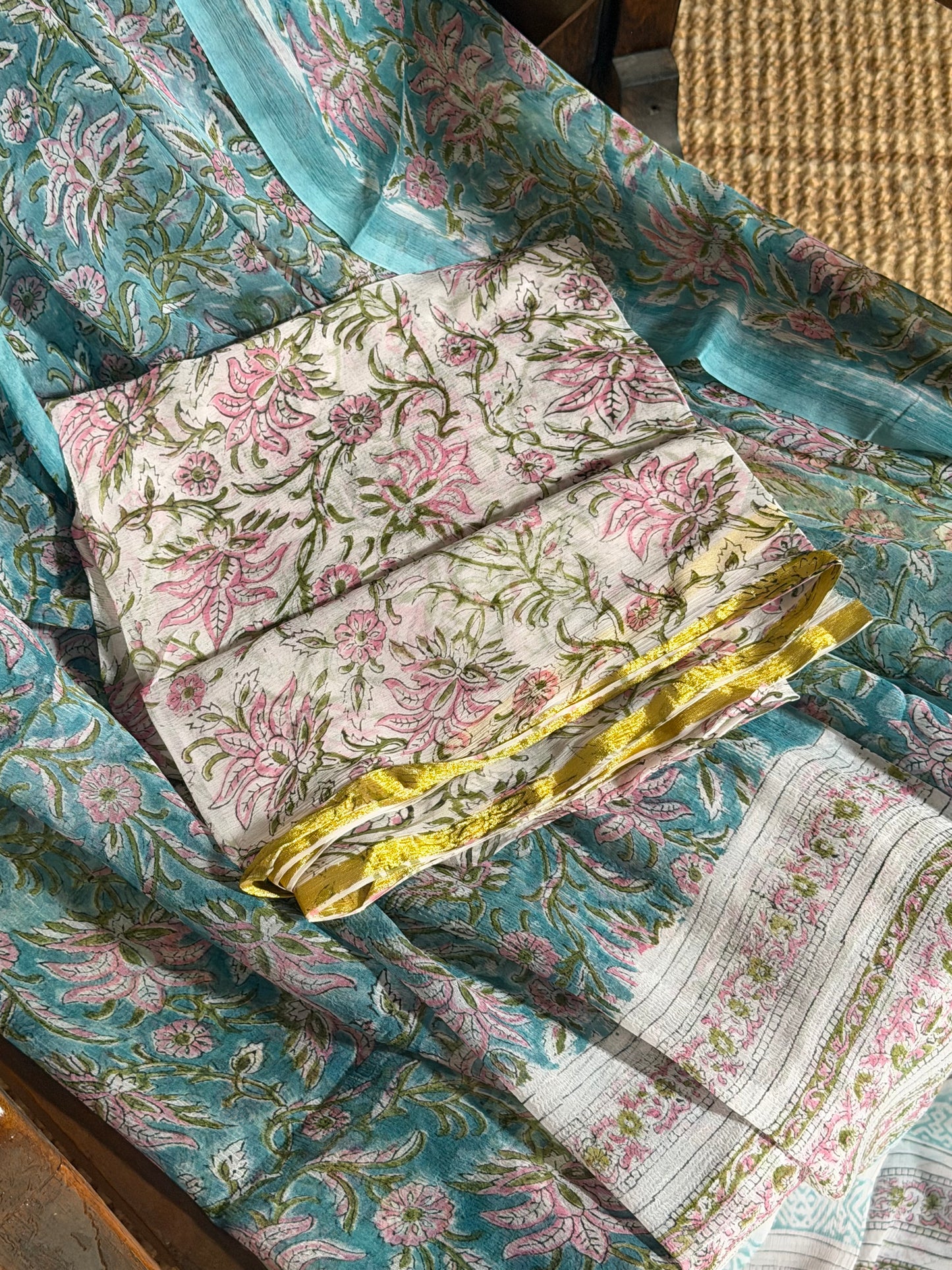 Ira Chiffon HandBlock Printed Saree