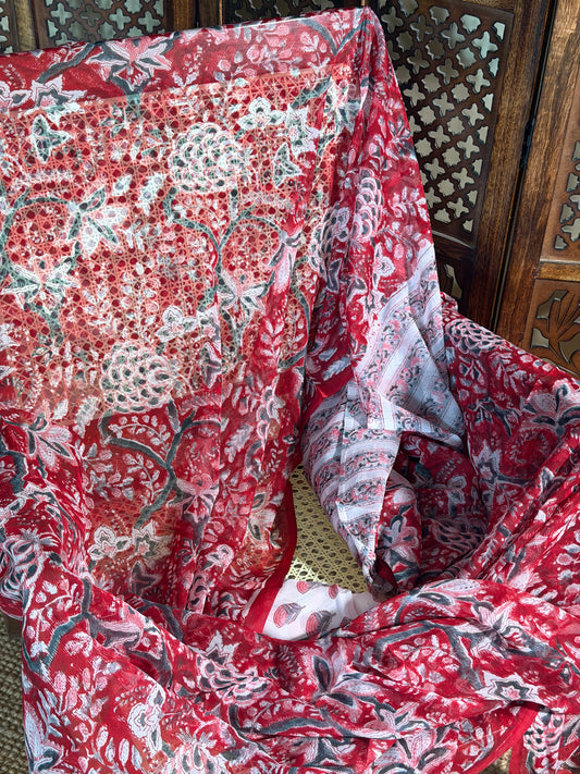 Kiara Chiffon HandBlock Printed Saree
