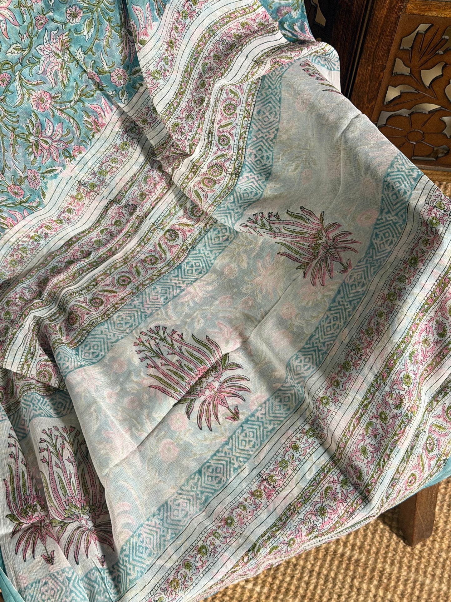 Ira Chiffon HandBlock Printed Saree