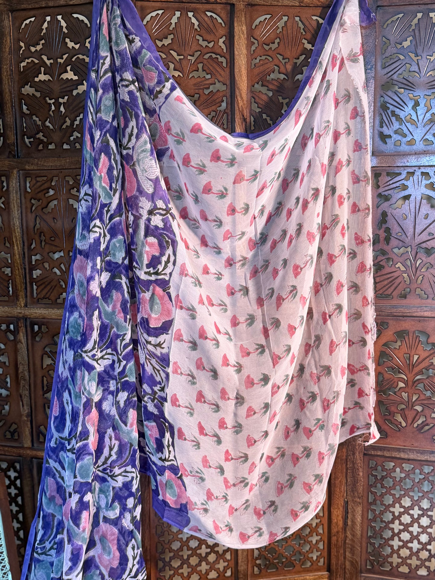Anika Chiffon HandBlock Printed Saree