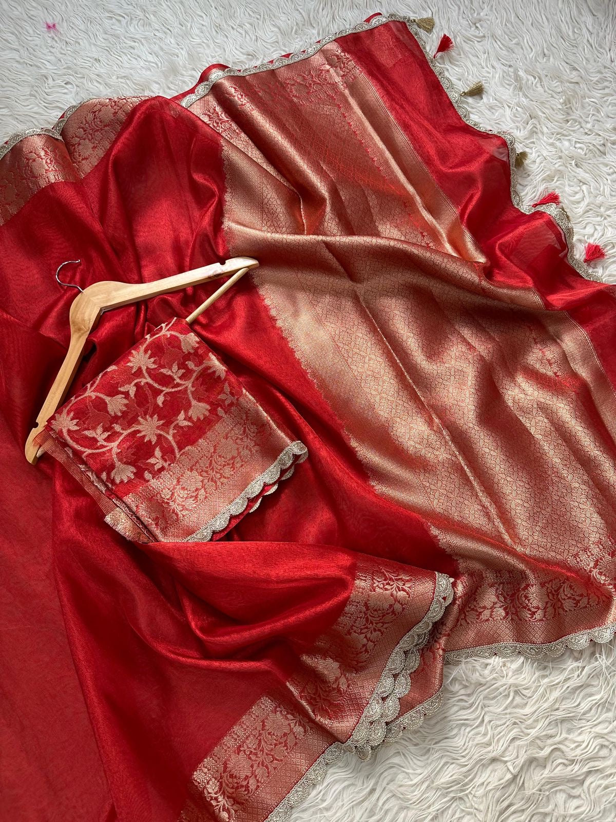 Tarang Red Tissue Saree