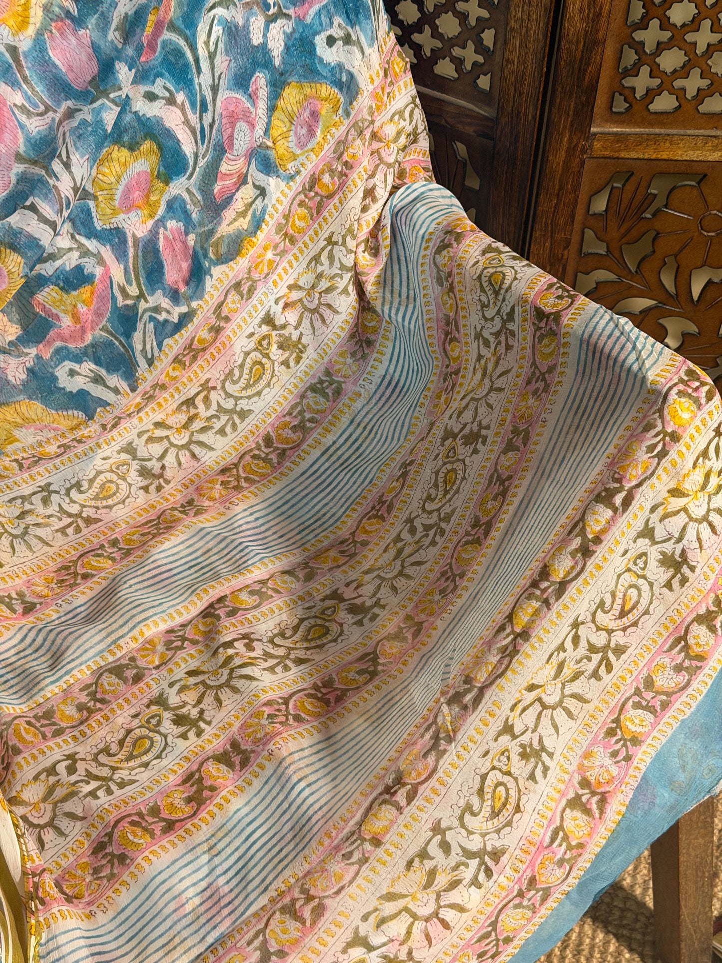 Avni Chiffon HandBlock Printed Saree