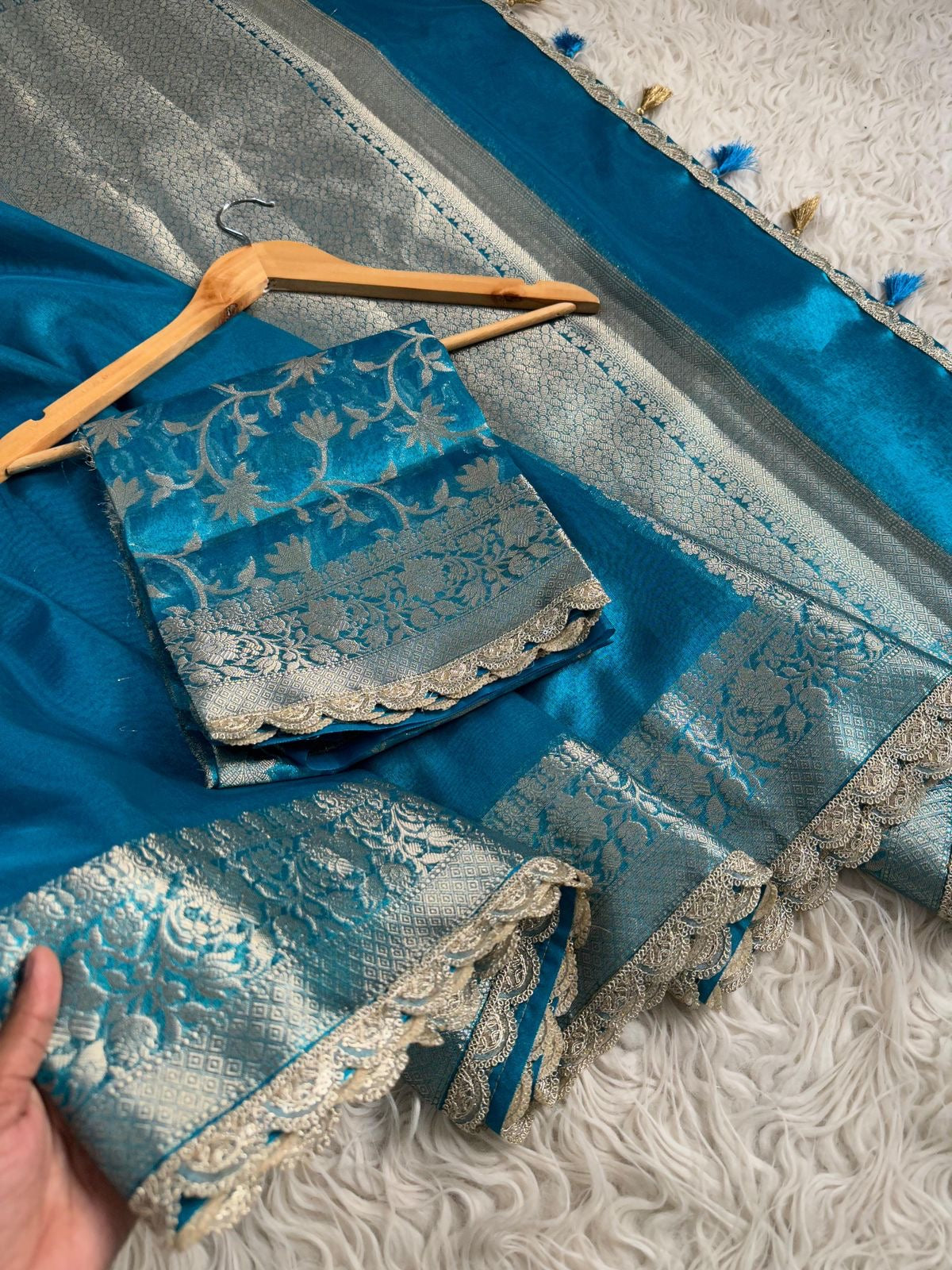 Tarang Blue Tissue Saree