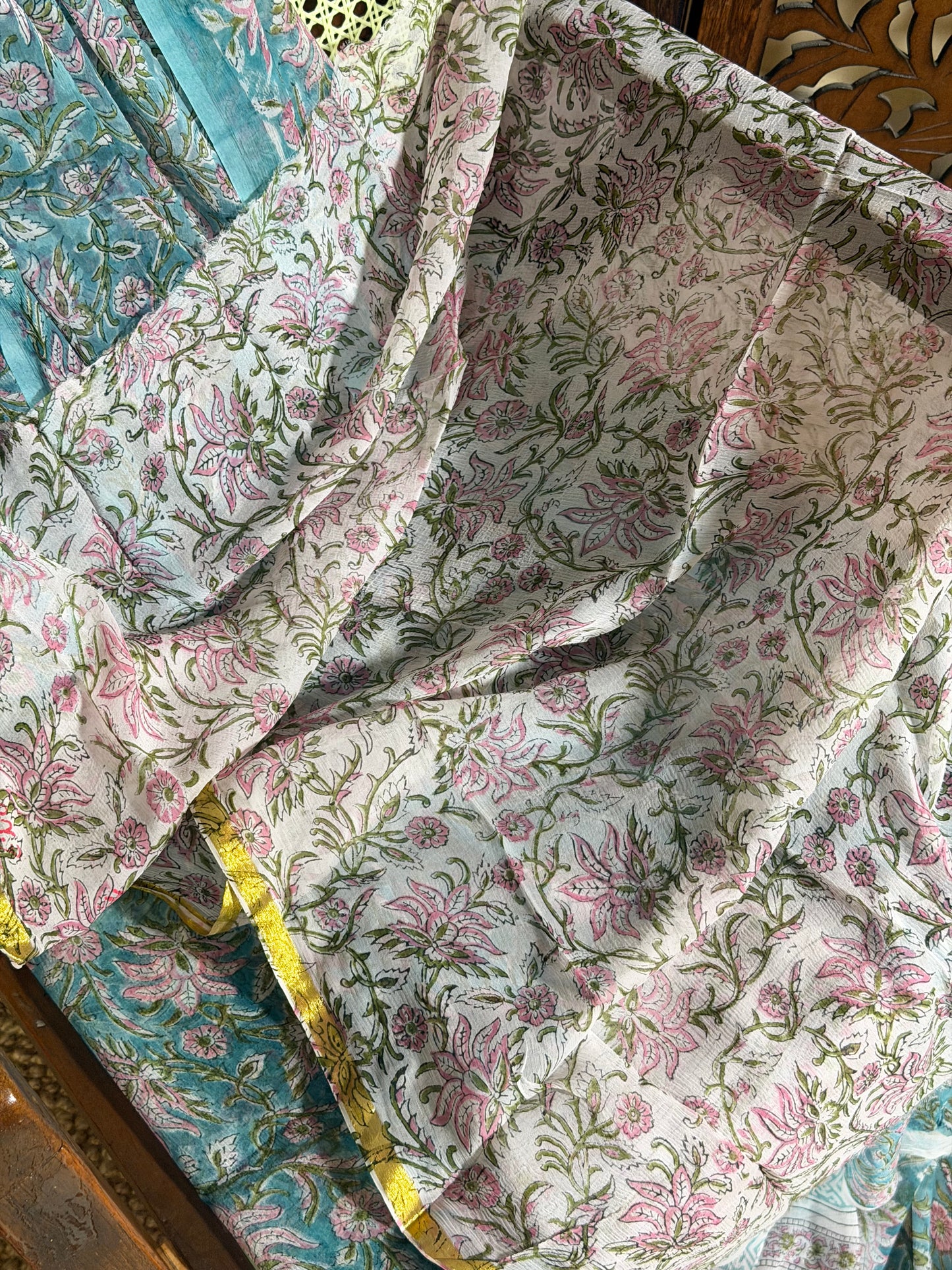 Ira Chiffon HandBlock Printed Saree
