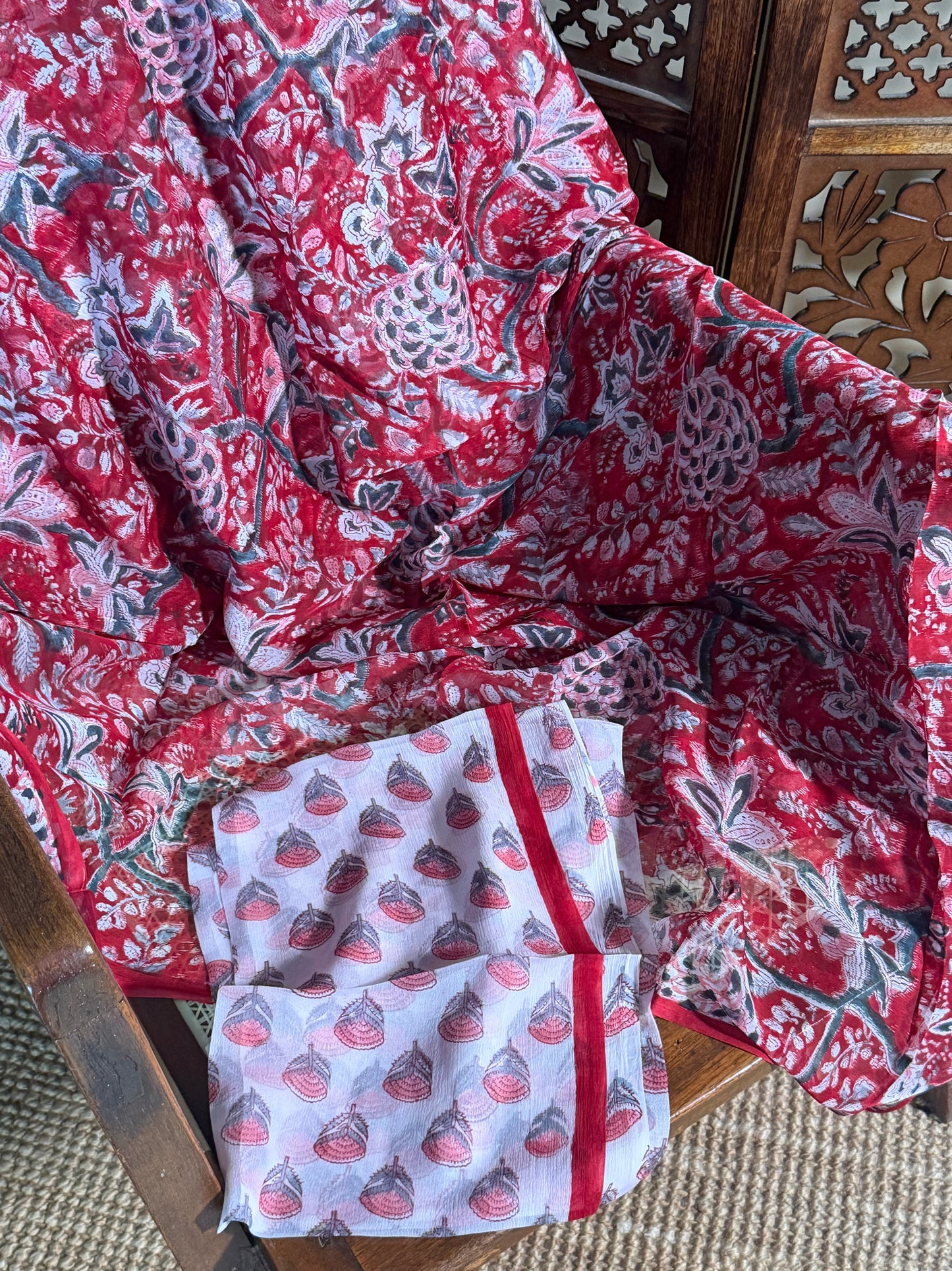 Kiara Chiffon HandBlock Printed Saree