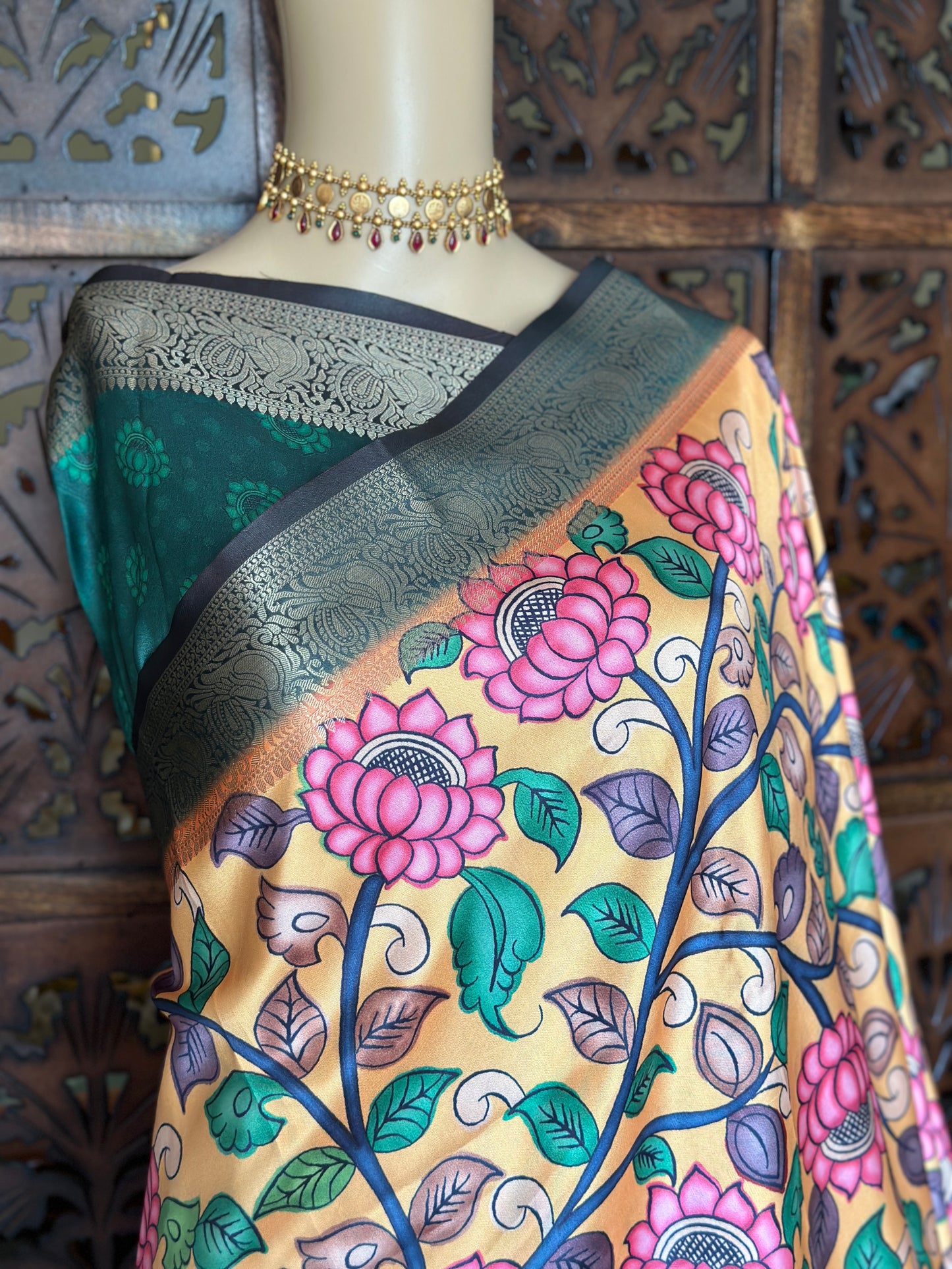 Kamal Kanchi Kalamkari Saree