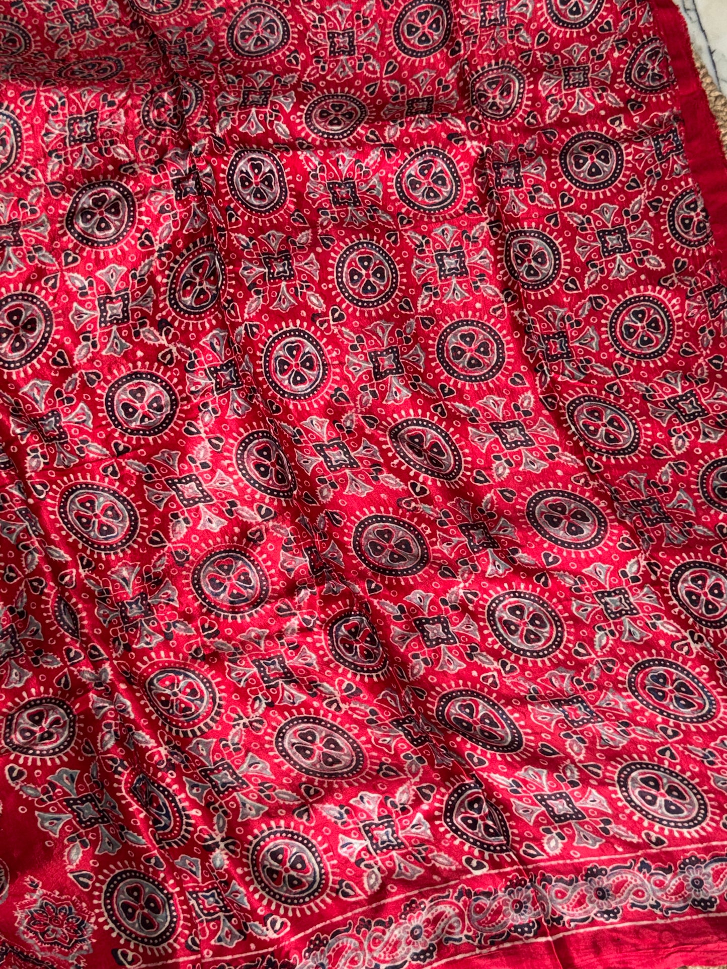 Gulnaar Mirror Work Modal Silk Saree