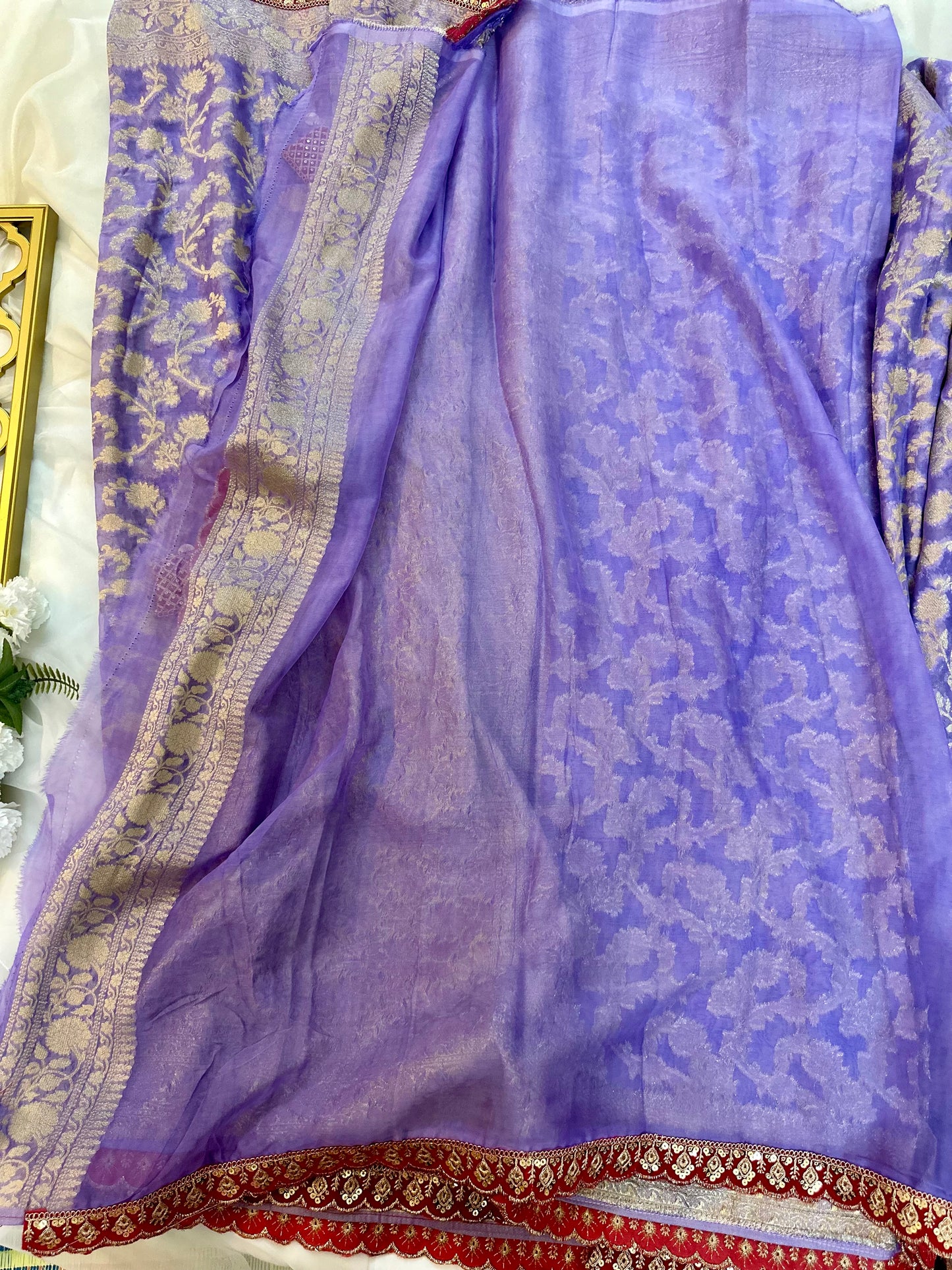 Lavender Khaddi Georgette Saree