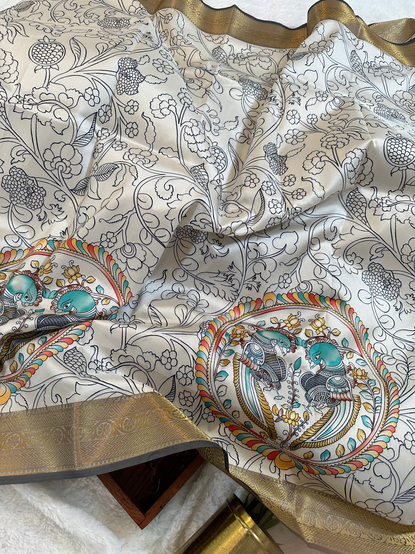 Outline Kalamkari Saree