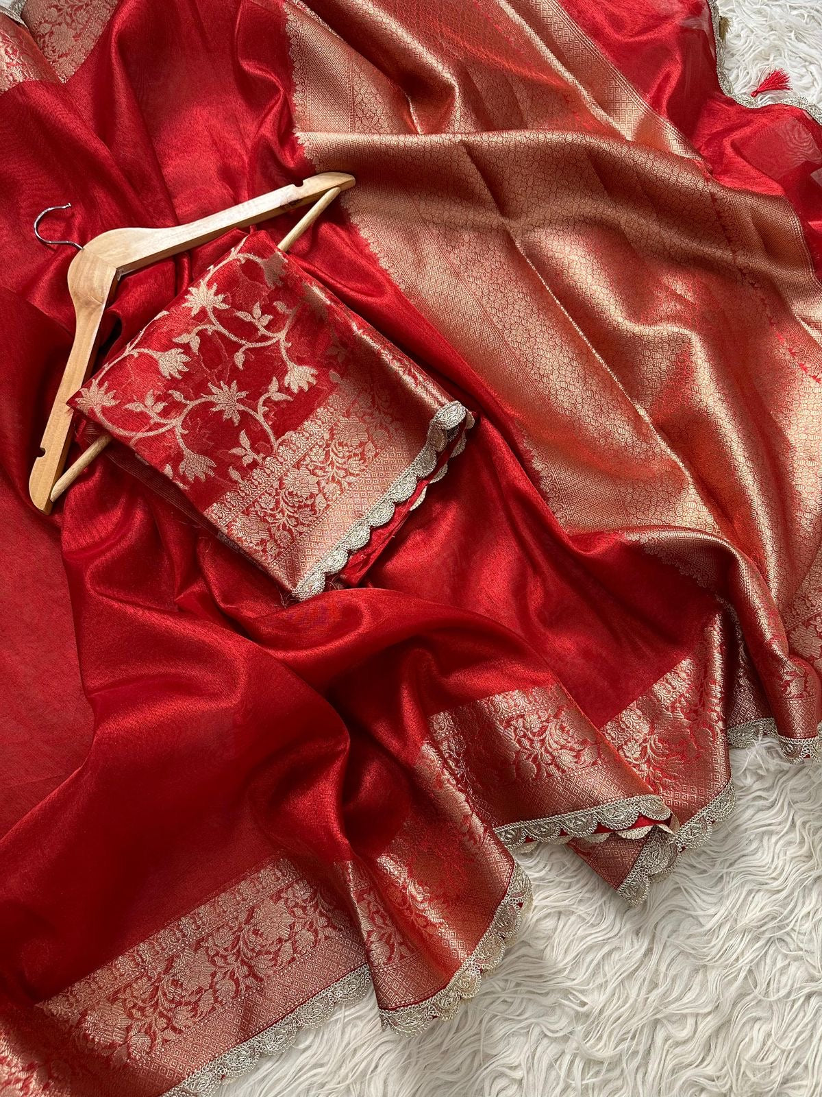 Tarang Red Tissue Saree