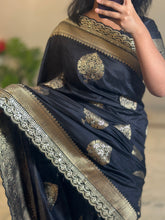 Load image into Gallery viewer, Black Silk Saree
