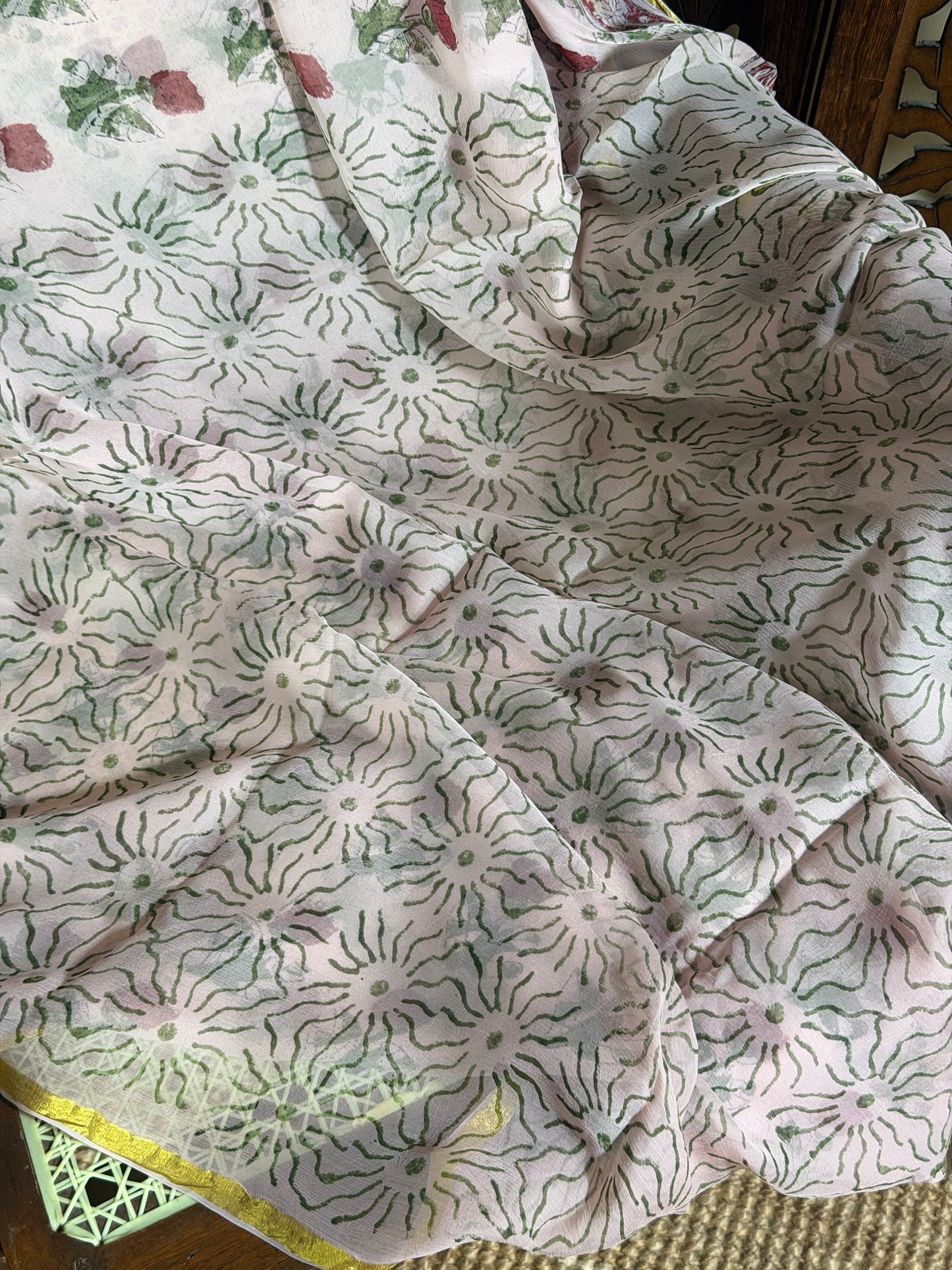Tara Chiffon HandBlock Printed Saree