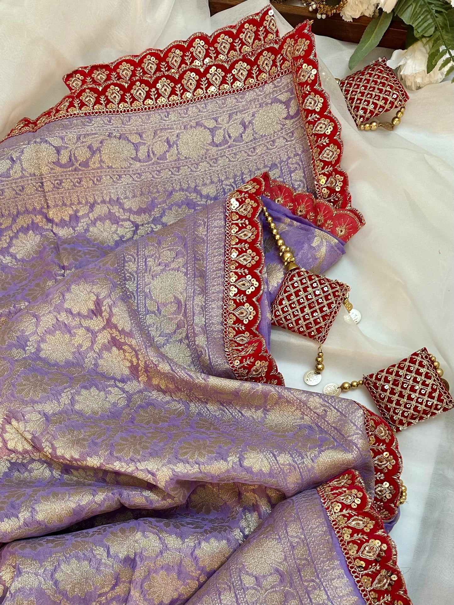 Lavender Khaddi Georgette Saree