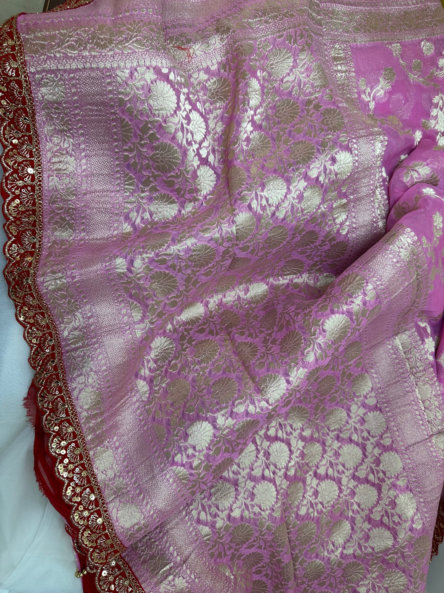 Pink Khaddi Georgette Saree