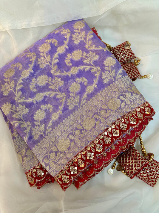 Lavender Khaddi Georgette Saree