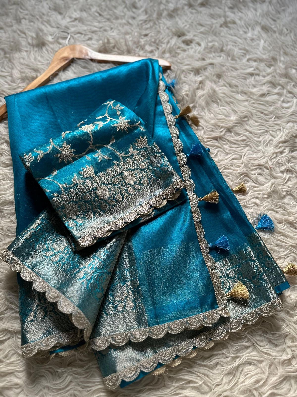 Tarang Blue Tissue Saree