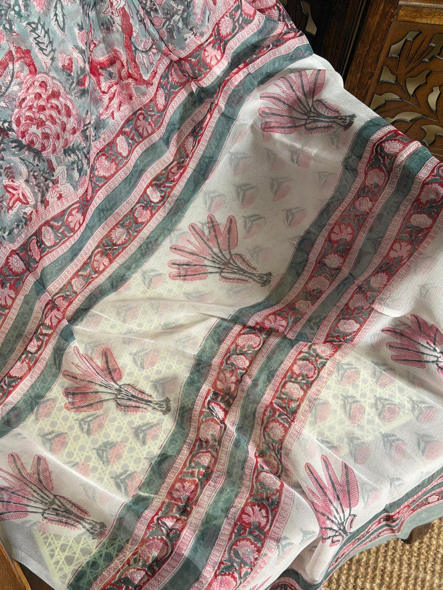 Naira Chiffon HandBlock Printed Saree