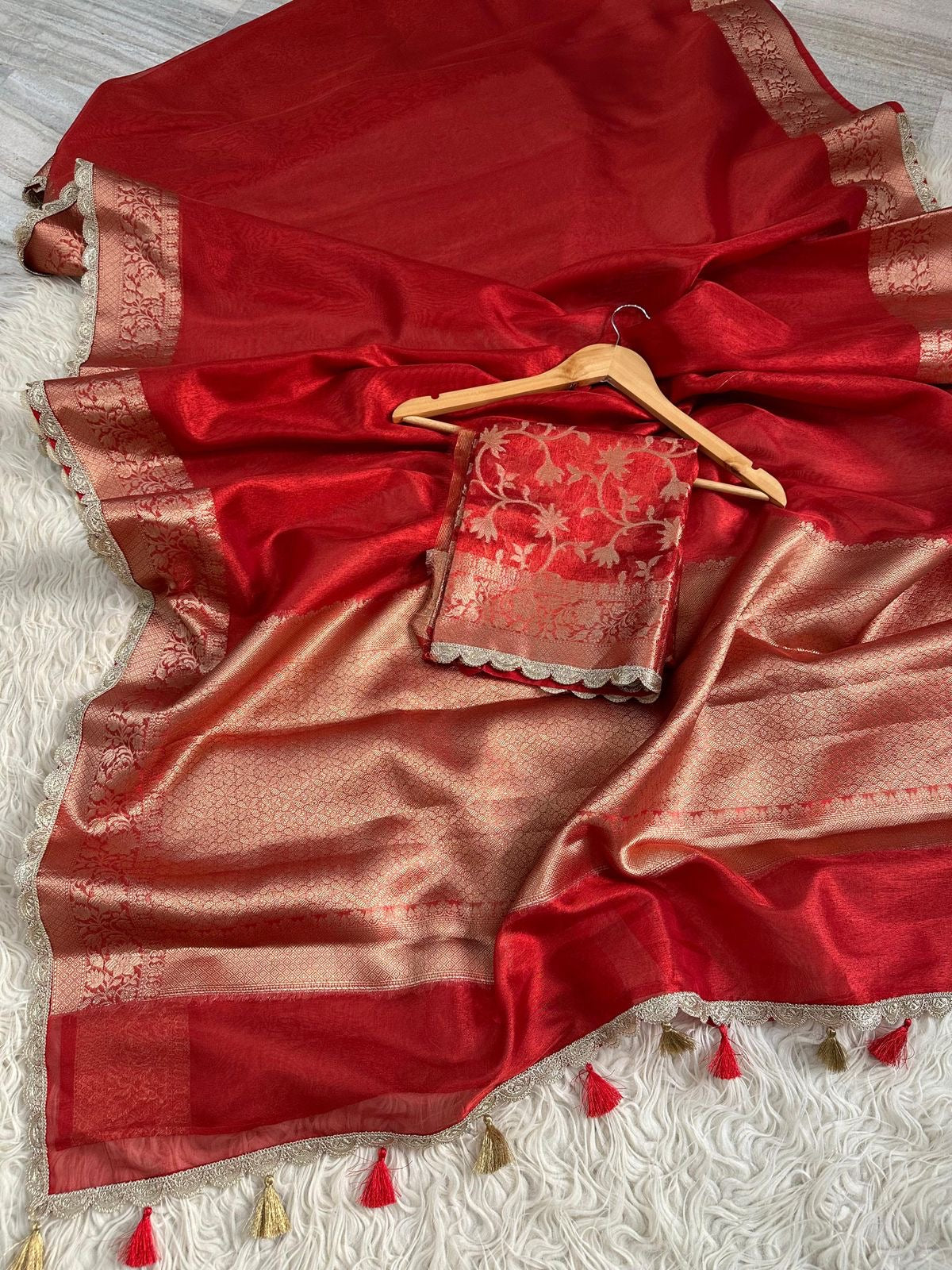 Tarang Red Tissue Saree